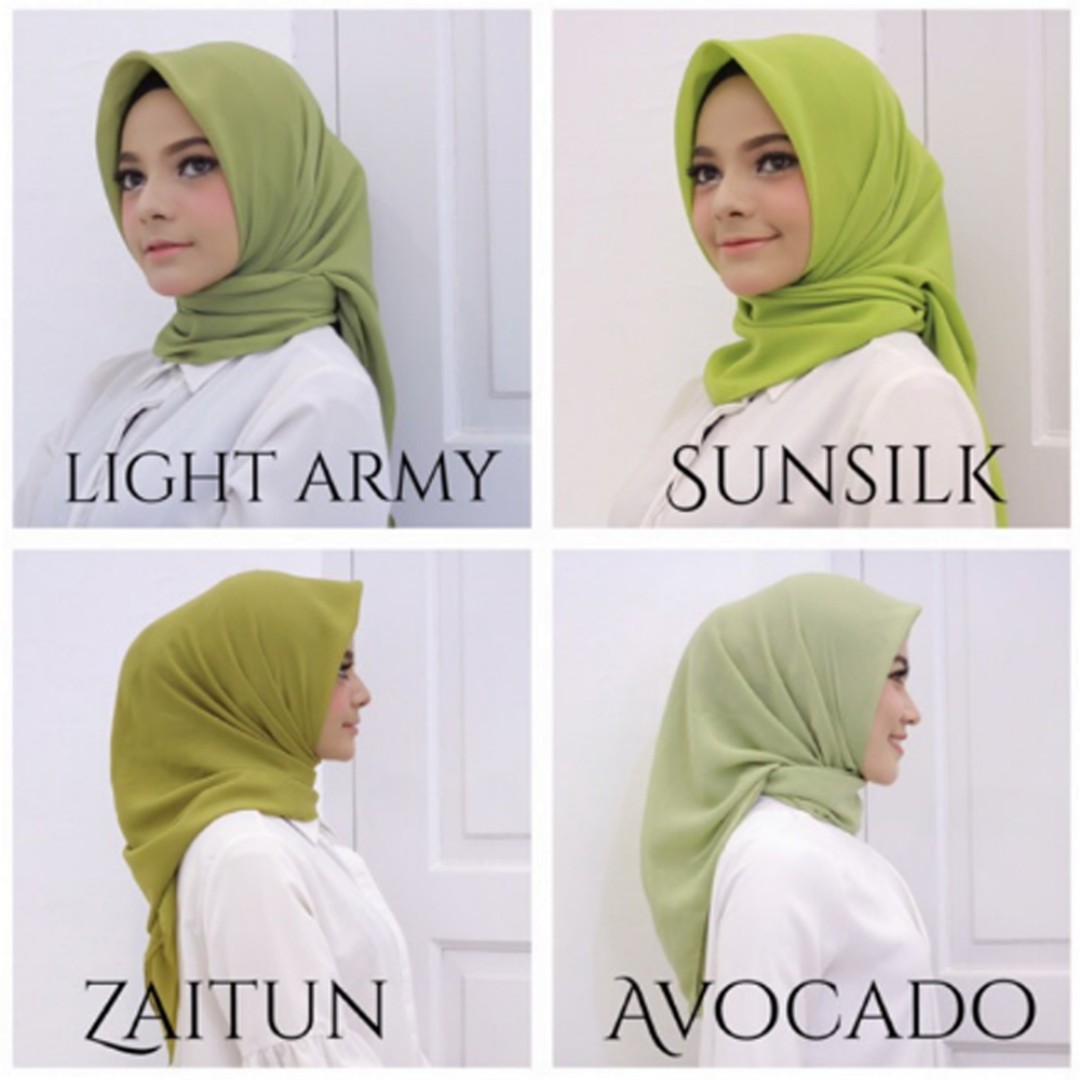 Jilbab bella square warna hijau army