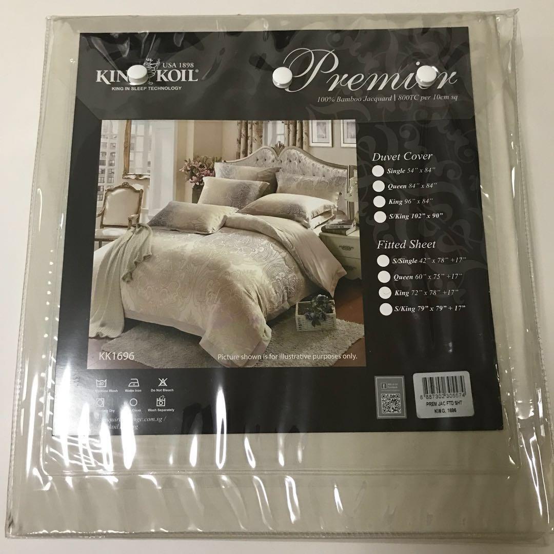 King Koil Fitted Bedsheet King Size Beige 800 TC Tread Count, Furniture