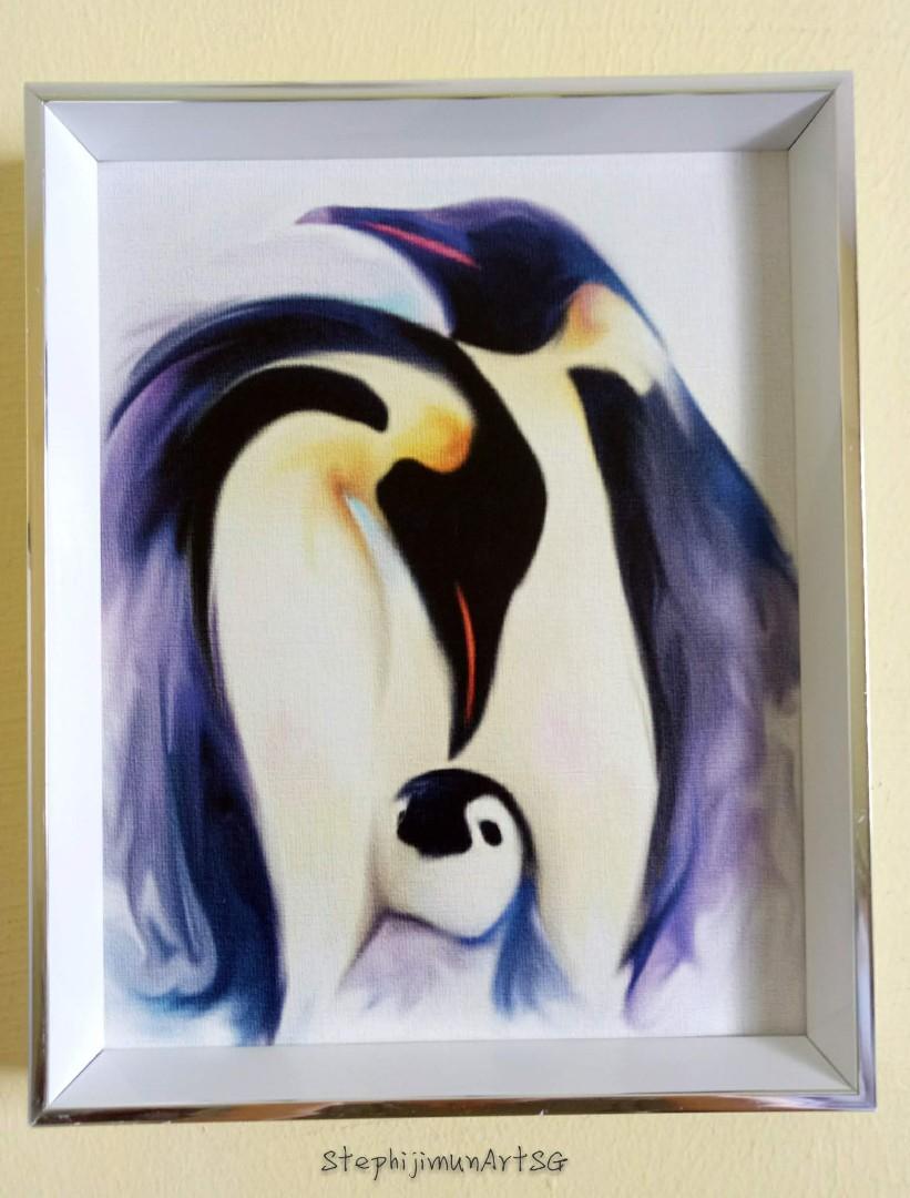 Penguin Family Portrait Family Love Emperor Penguin Baby Animal