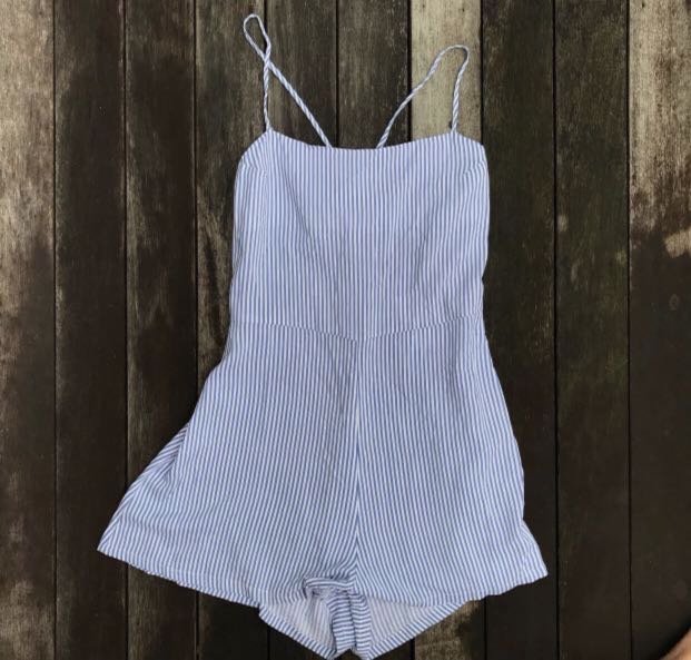 SALE H\u0026M striped tie back romper, Women