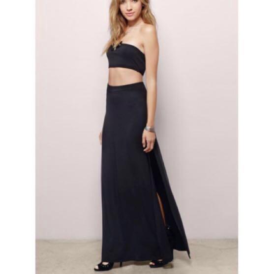 TOBI Strapless Bandeau Tube Maxi Skirt Set Co Ord 2 piece, Women's Fashion,  Dresses u0026 Sets, Jumpsuits on Carousell
