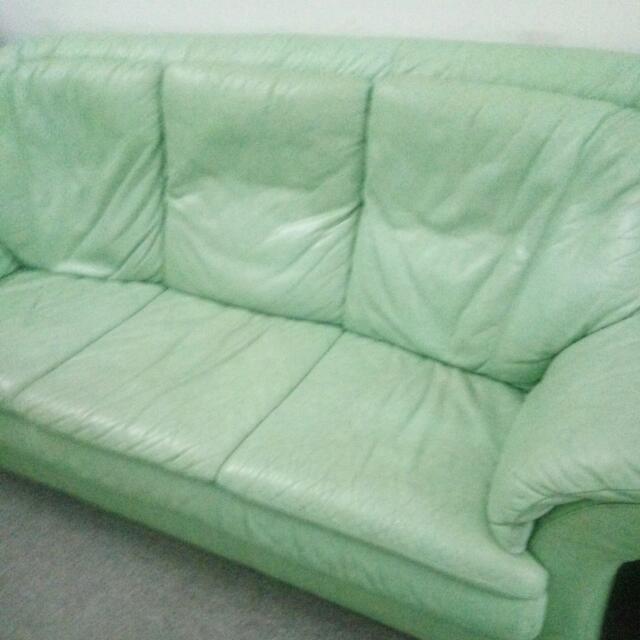 Very Good Three Seats Green Sofa, Furniture & Home Living, Furniture