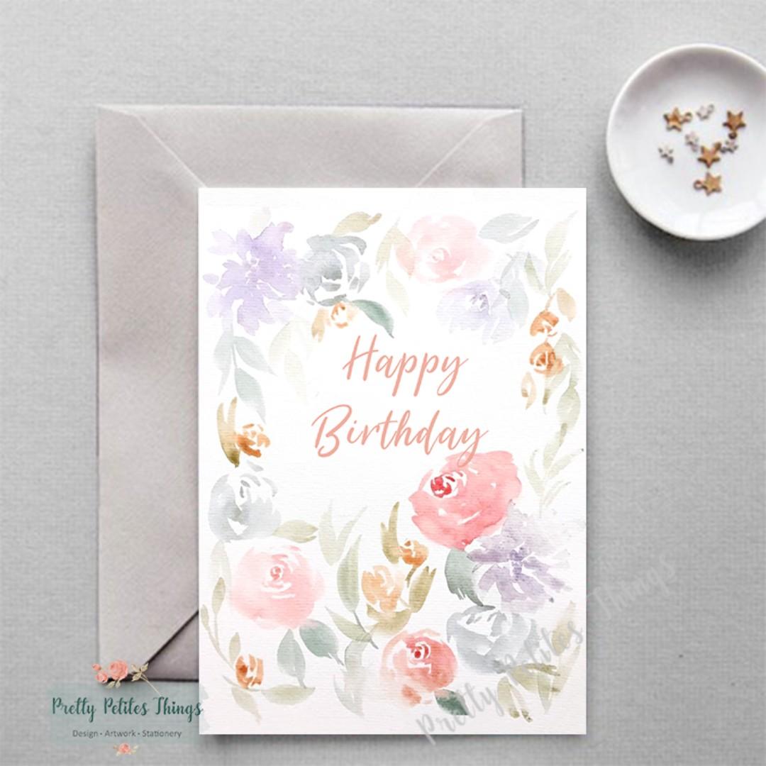HAPPY BIRTHDAY WATERCOLOUR Card Toppers /Scrapbooking Embellishments. 