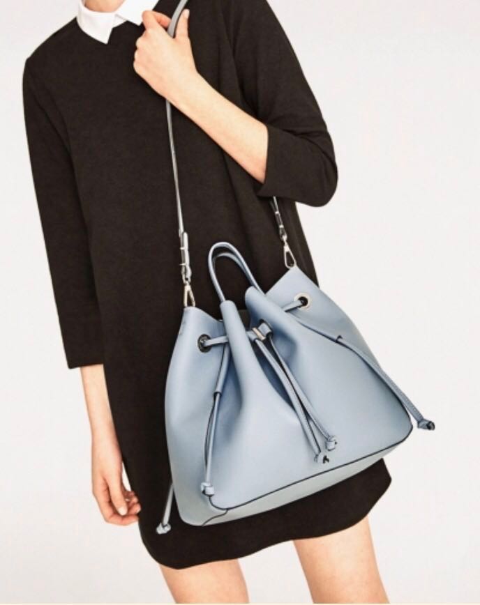 Zara Convertible Bucket Bag (Soft Blue 