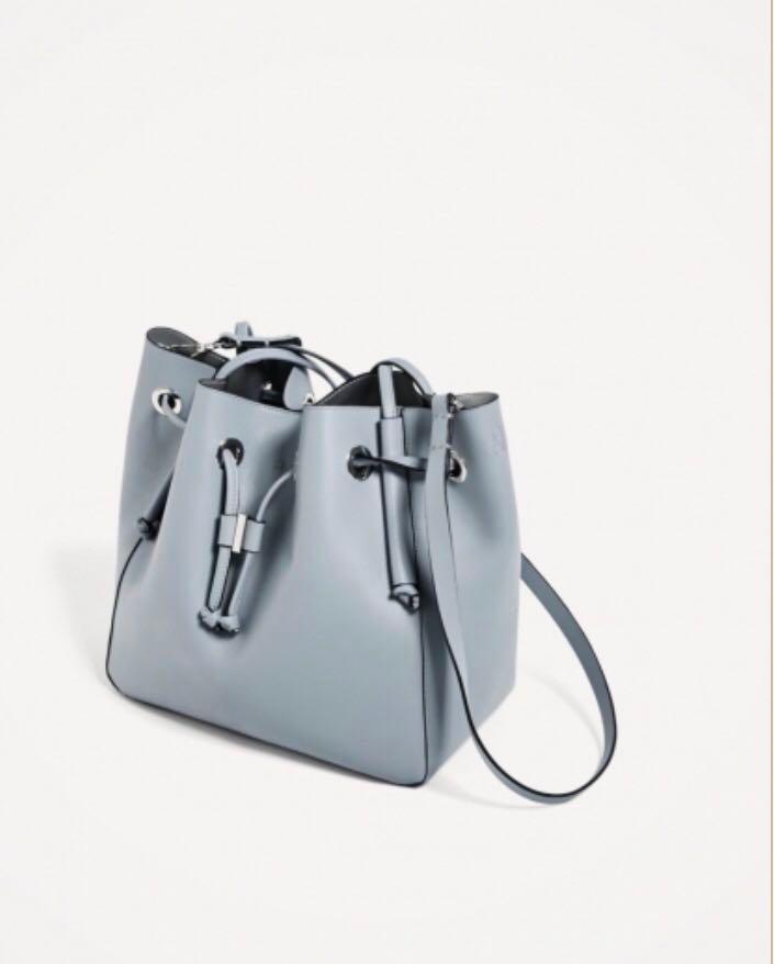 Zara Convertible Bucket Bag Soft Blue Women s Fashion Bags