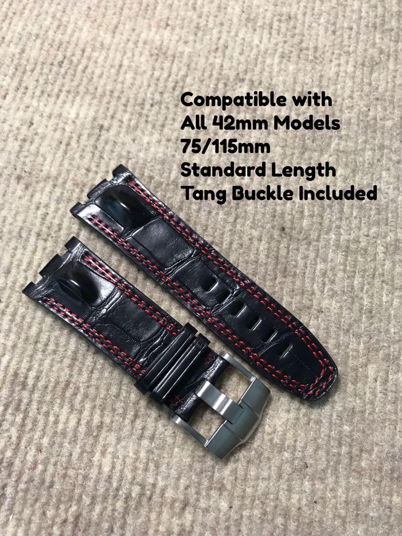 28 24mm Genuine Black Alligator HornBack Strap for Audemars Piguet Royal Oak Offshore 42mm Models Luxury Watches on Carousell
