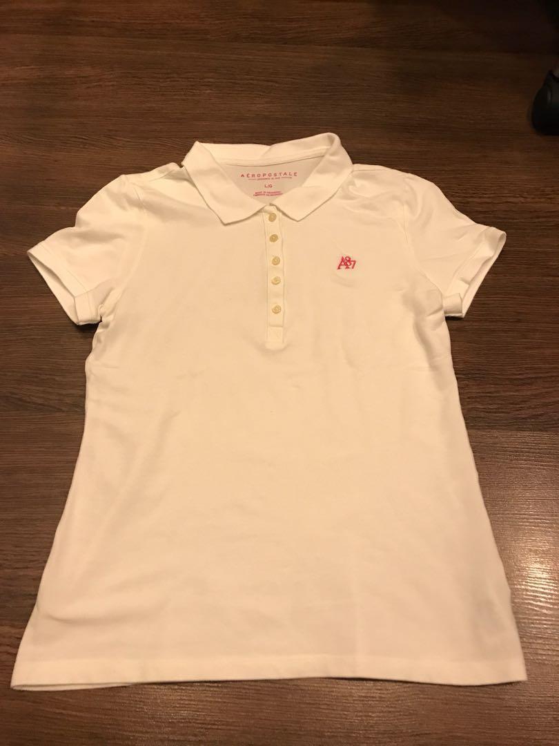 Authentic Aeropostale sportshirt (Category: Shirts) located in Quezon City. Submitted by rapunzel20 (Listing ID 179804686, Image 1). Description: 100% cotton color : white size : L slightly used 3 pcs available all white.