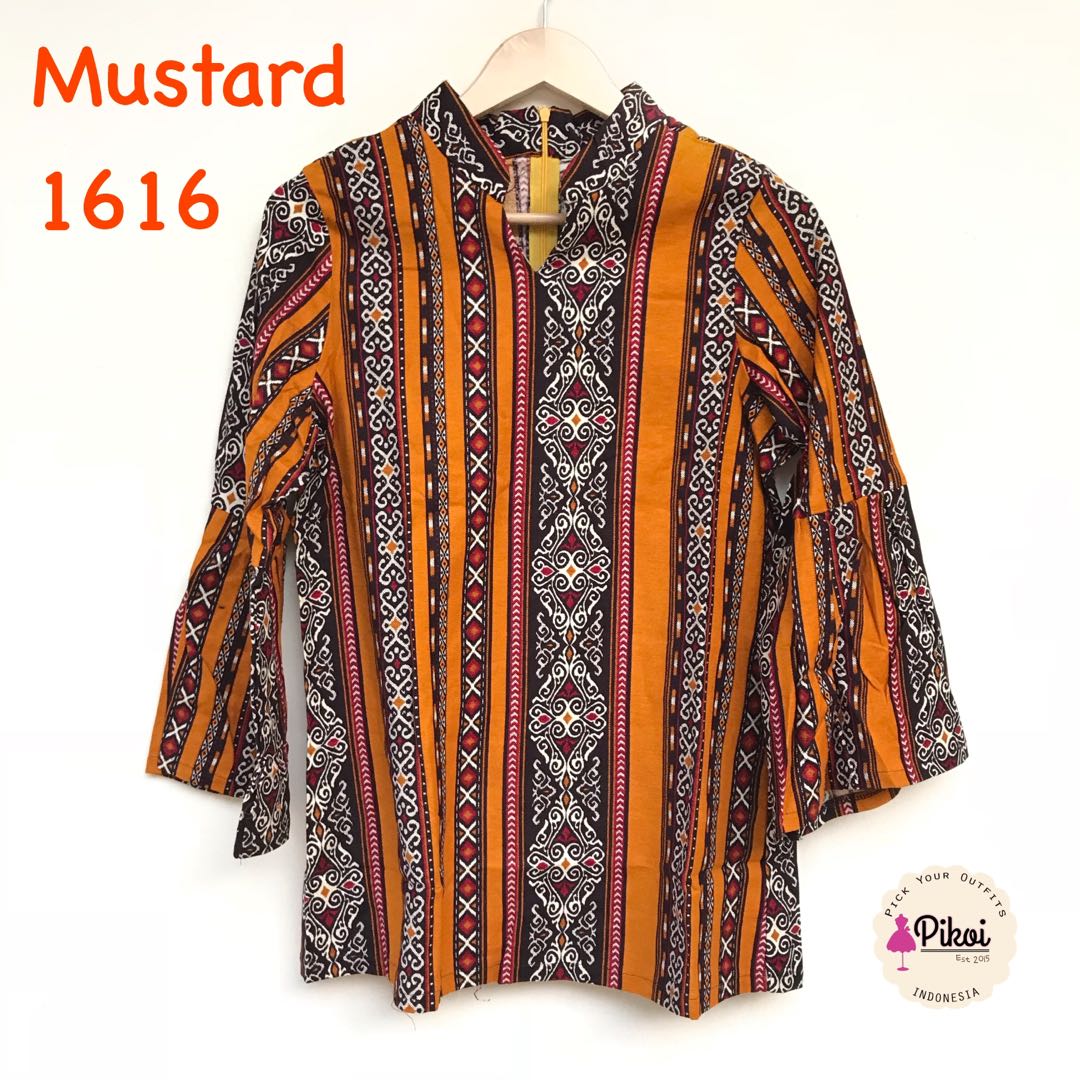 Baju Batik Modern Atasan Batik Wanita Lengan Panjang Trompet Baju Batik Modern Atasan Batik Wanita Lengan Panjang Trompet