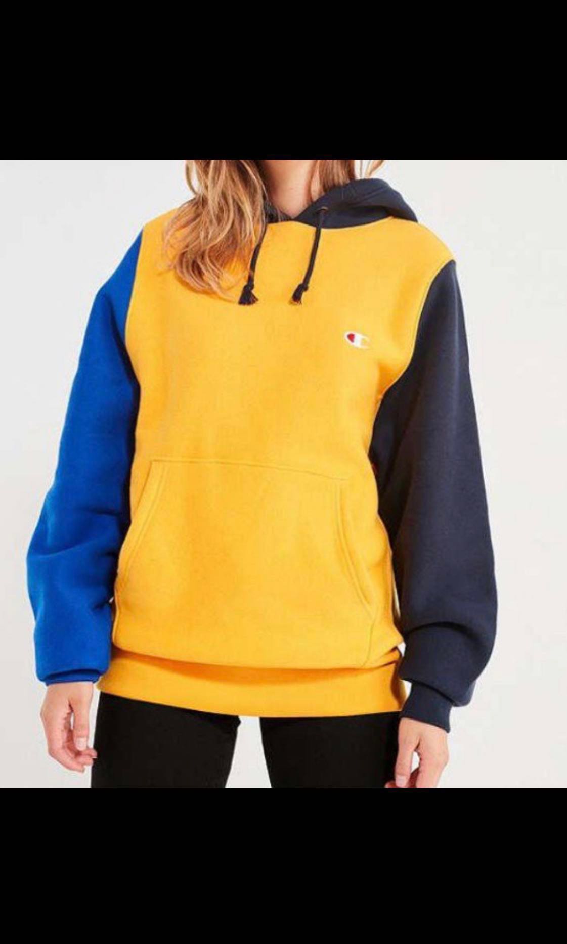 champion hoodie yellow and blue