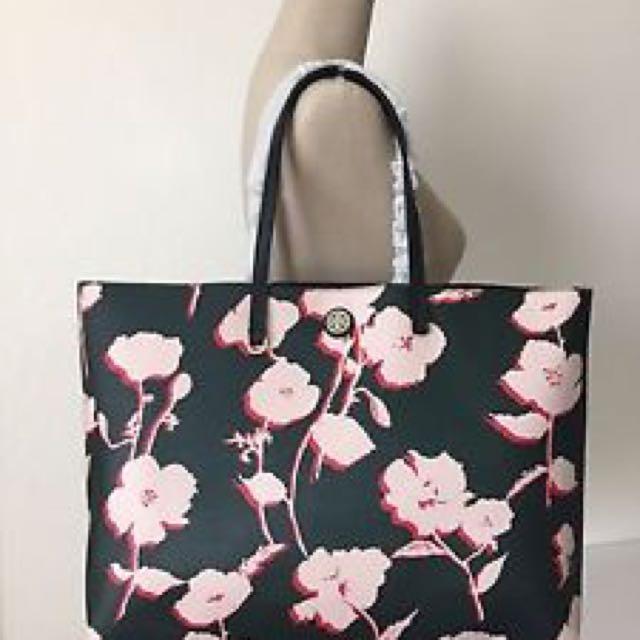 tory burch pink and green tote