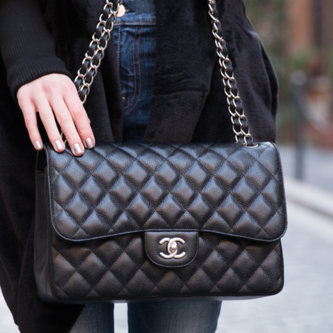 Chanel Black Quilted Lambskin Medium Classic Double Flap Silver Hardware,  2018 Available For Immediate Sale At Sotheby's