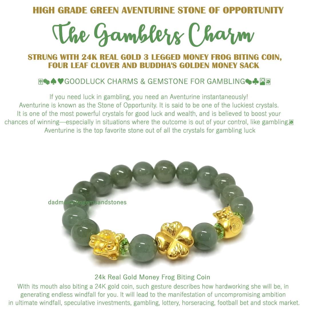 Feng Shui Green Aventurine Gamblers Charm W 24k Gold Money Frog