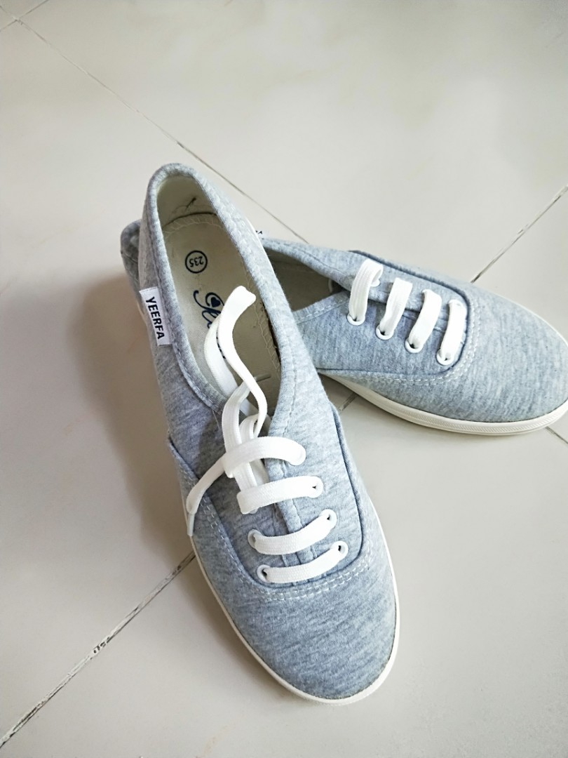 grey canvas sneakers