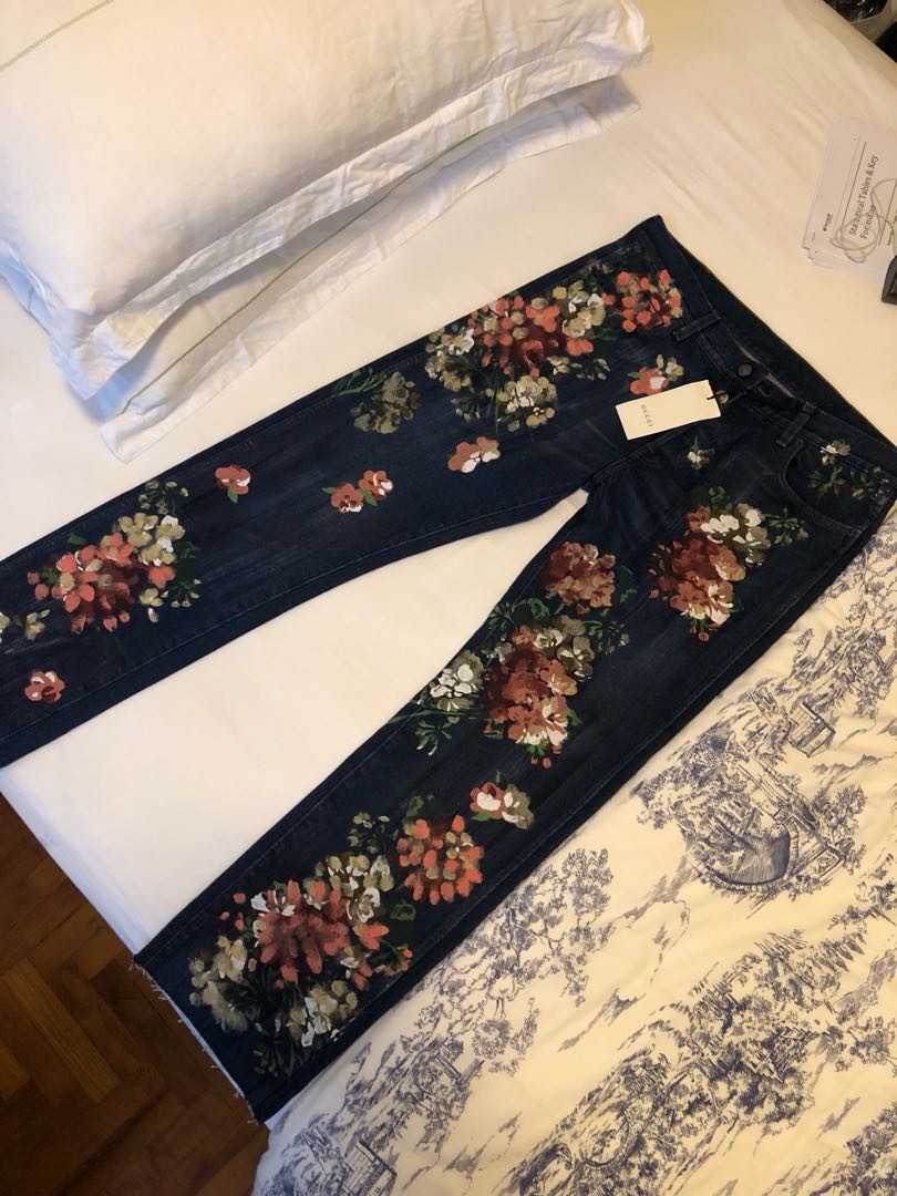 Gucci Floral Painted Jeans for Men