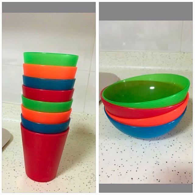 Ikea Plastic Cups X 6 Bowls X 4 Babies Kids On Carousell