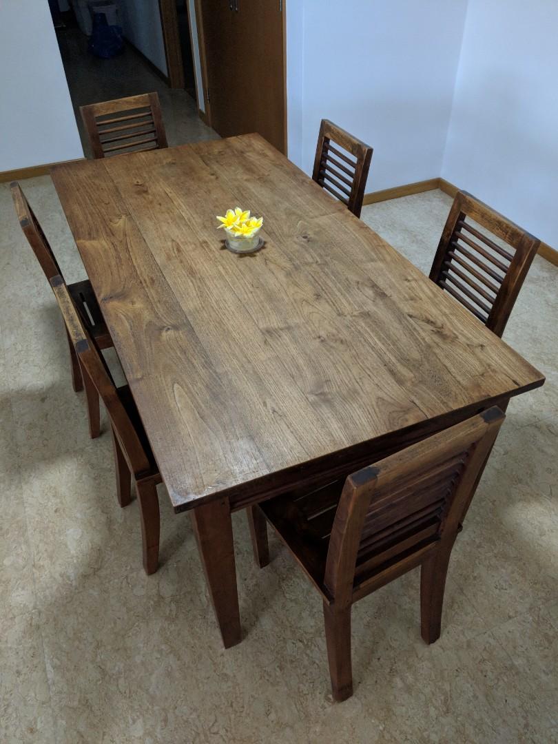 Indonesian Teak Dining Table And 6, Indonesian Dining Room Tables