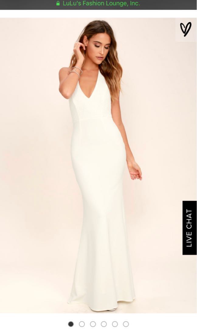 white halter gown