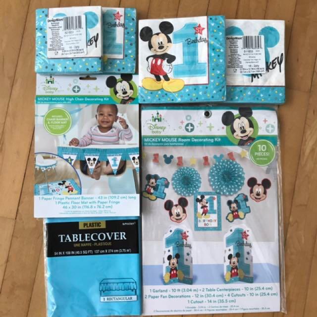 Mickey Mouse 1st B Day Decoration Napkins Babies Kids On