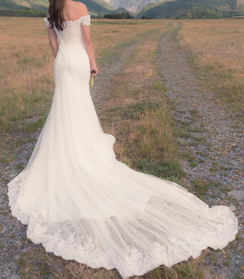 Off Shoulder Mermaid Long Train Wedding Gown Women S Fashion