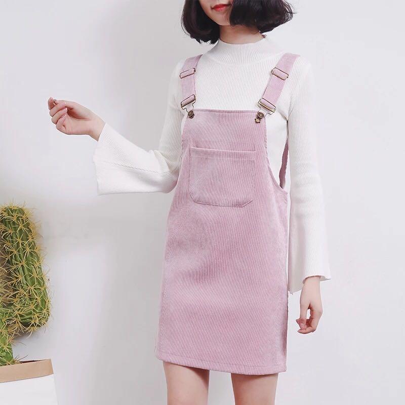 pink overall dress