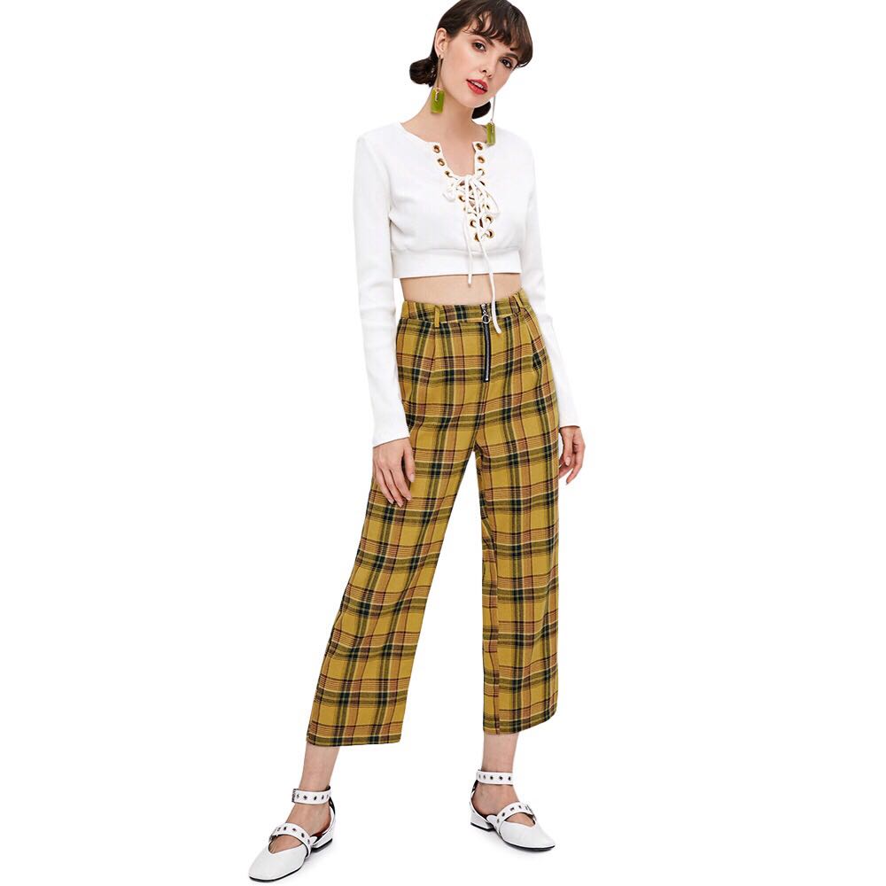checkered yellow pants
