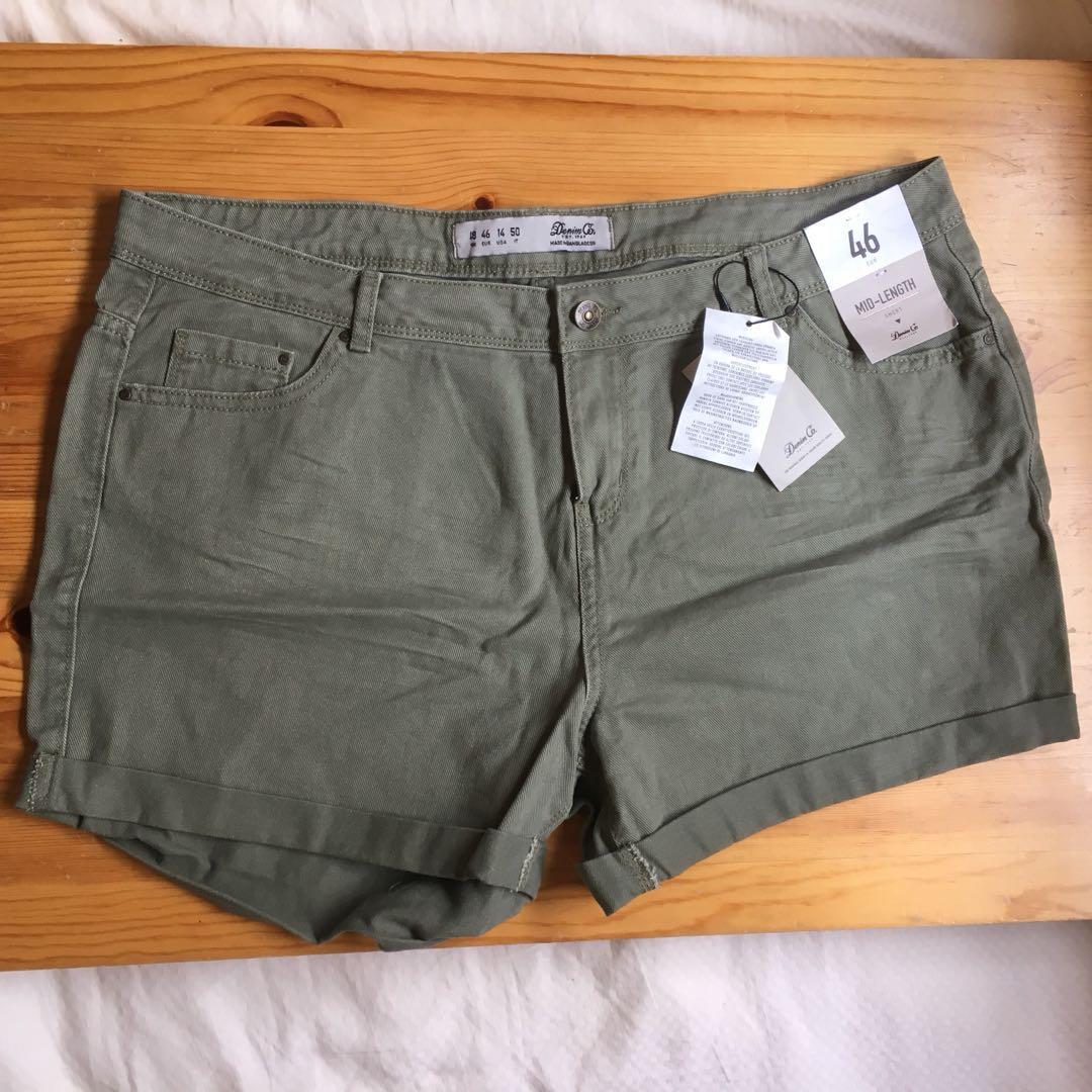 olive green jean shorts