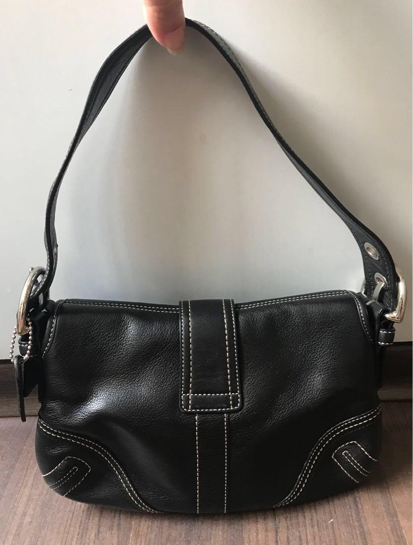 Coach+Black+Leather+Soho+Hobo+Buckle+Flap+Shoulder+Purse+Style+9247 for  sale online