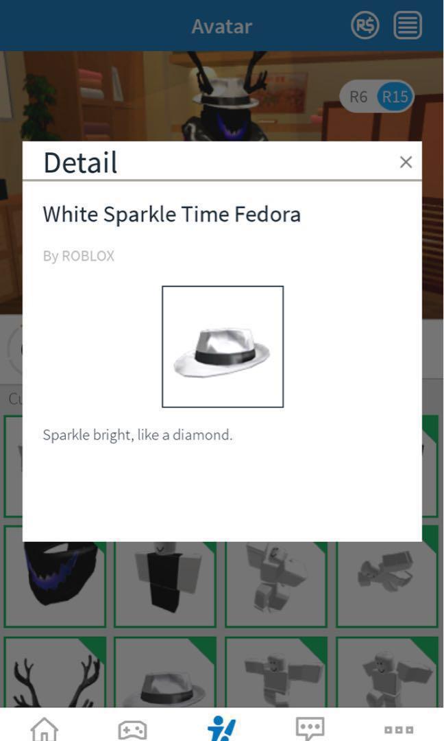 Roblox Limited Item Video Gaming Gaming Accessories Game Gift Cards Accounts On Carousell - roblox white sparkle time fedora
