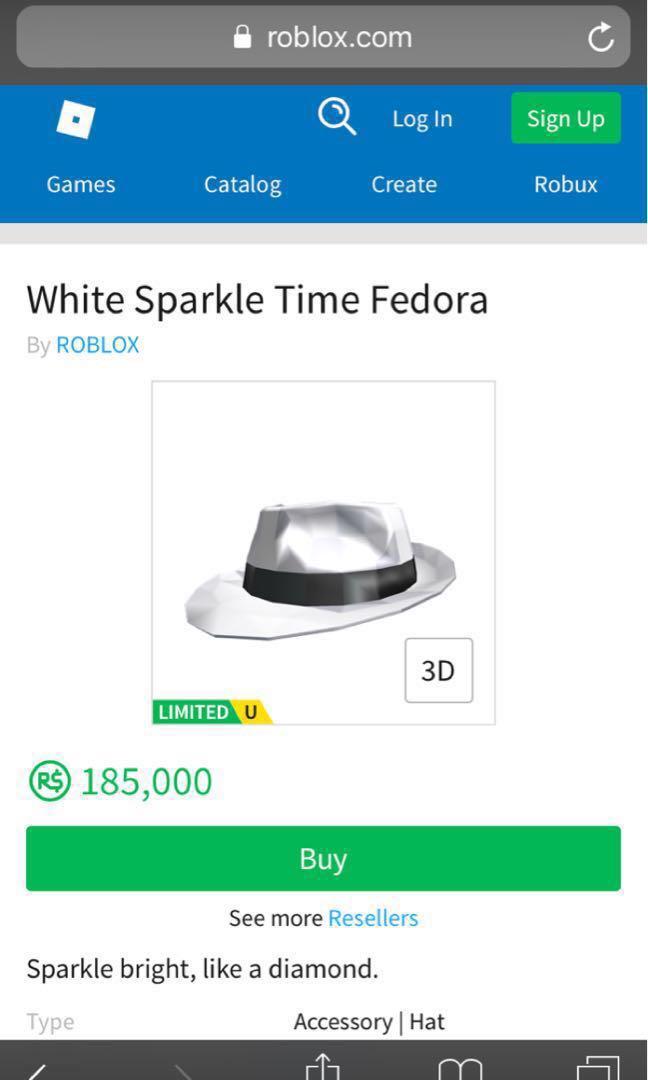 Roblox White Sparkle Time Fedora