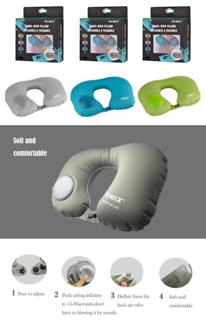 Romix New Colours Self Inflate Neck Pillow Travel Travel