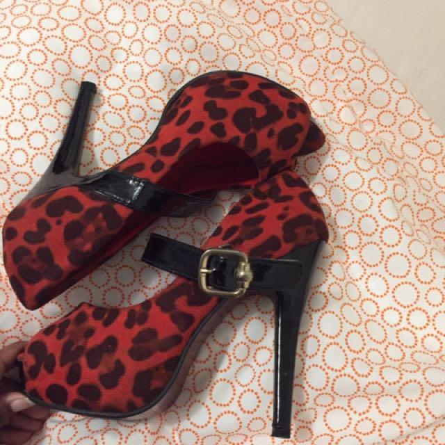 red and leopard print heels
