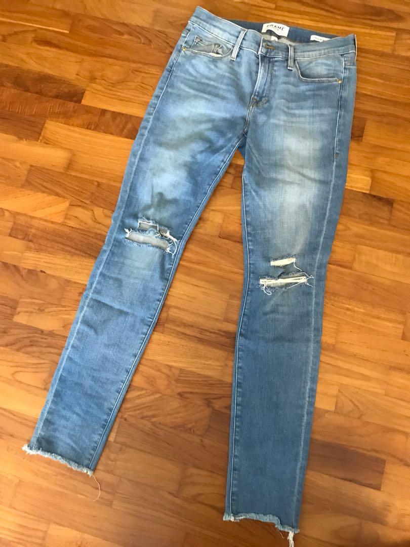 stretching denim jeans