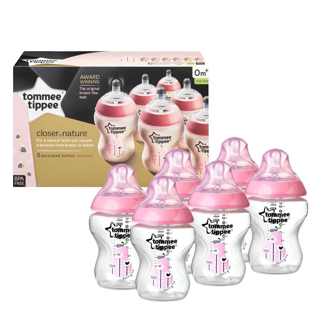 tommee tippee bottles x6