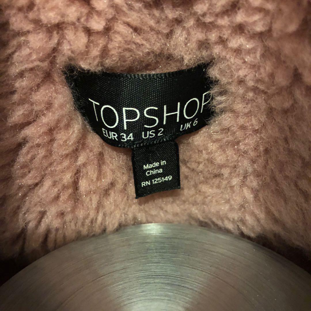 Pink teddy discount coat topshop