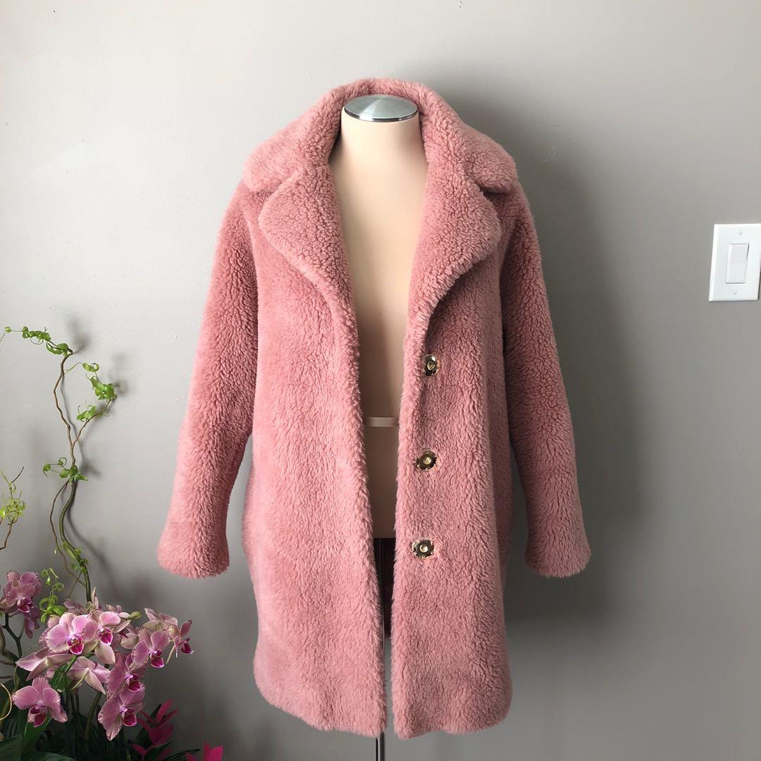 Pink teddy jacket topshop store