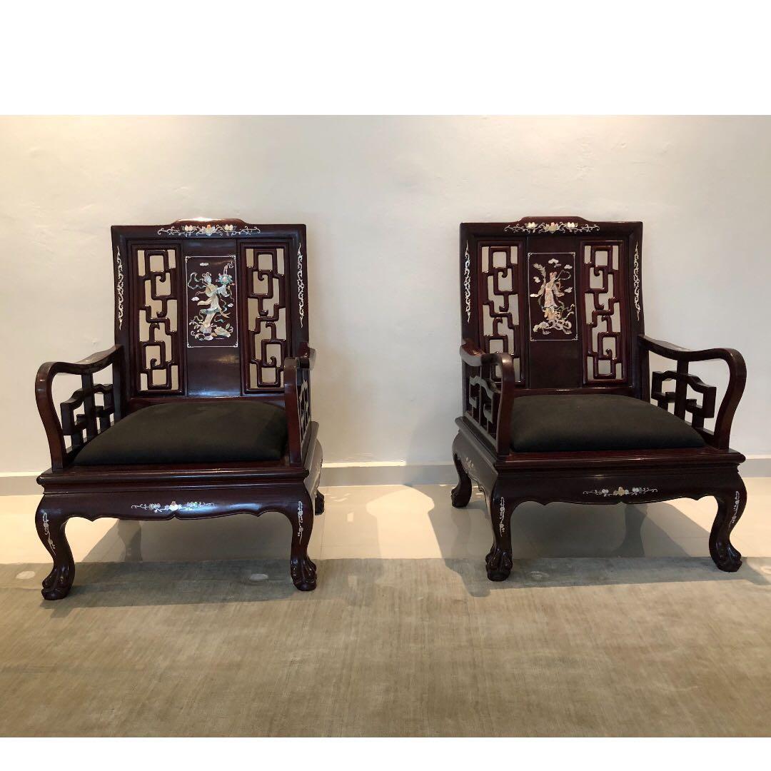Antique Rosewood chairs x2, Furniture & Home Living, Furniture, Tables