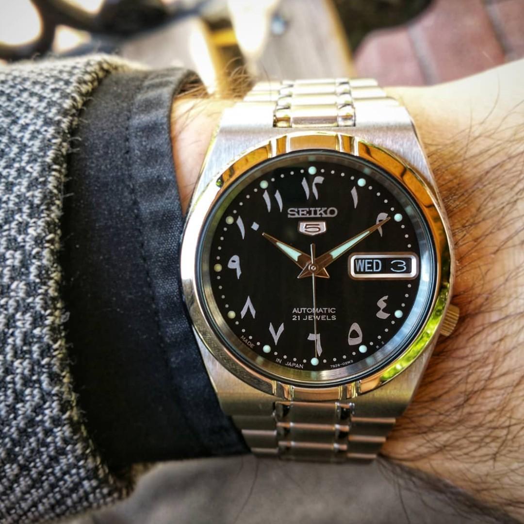 Seiko watch with arabic numbers best sale