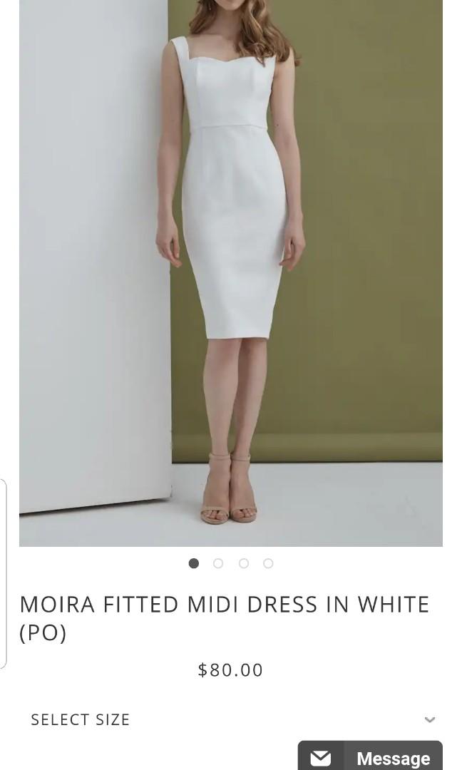 Fitted white midi dress clearance