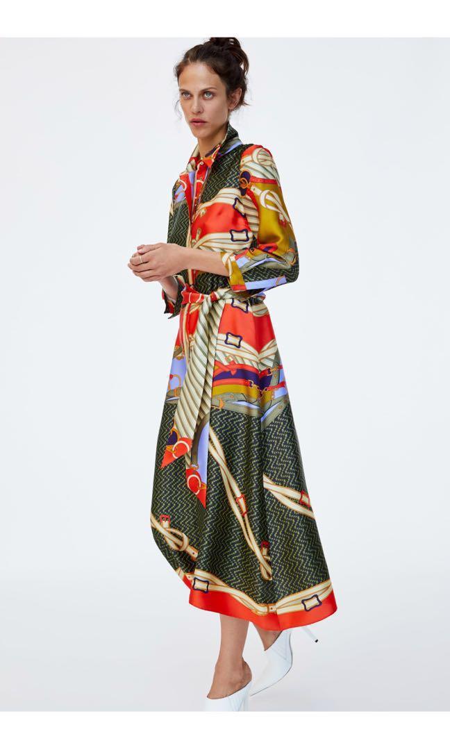 BNWT Zara Scarf Printed Dress, Women's 