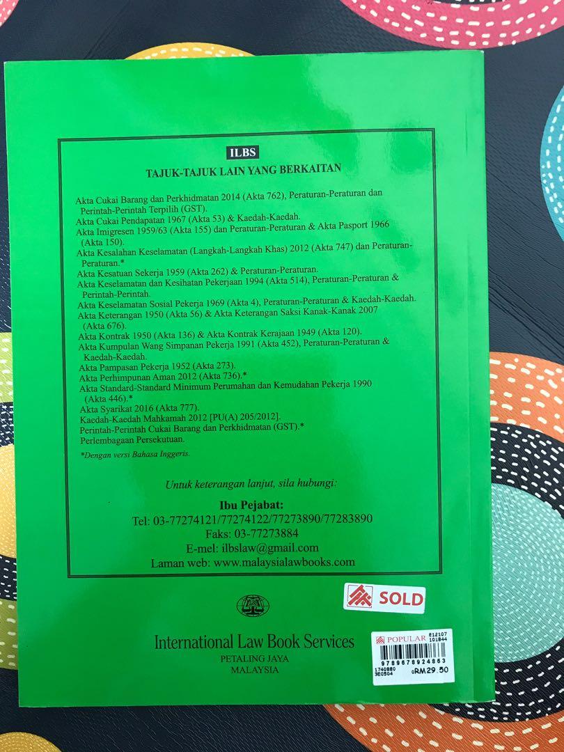 Buku Akta Kerja 1955 Books Stationery Books On Carousell