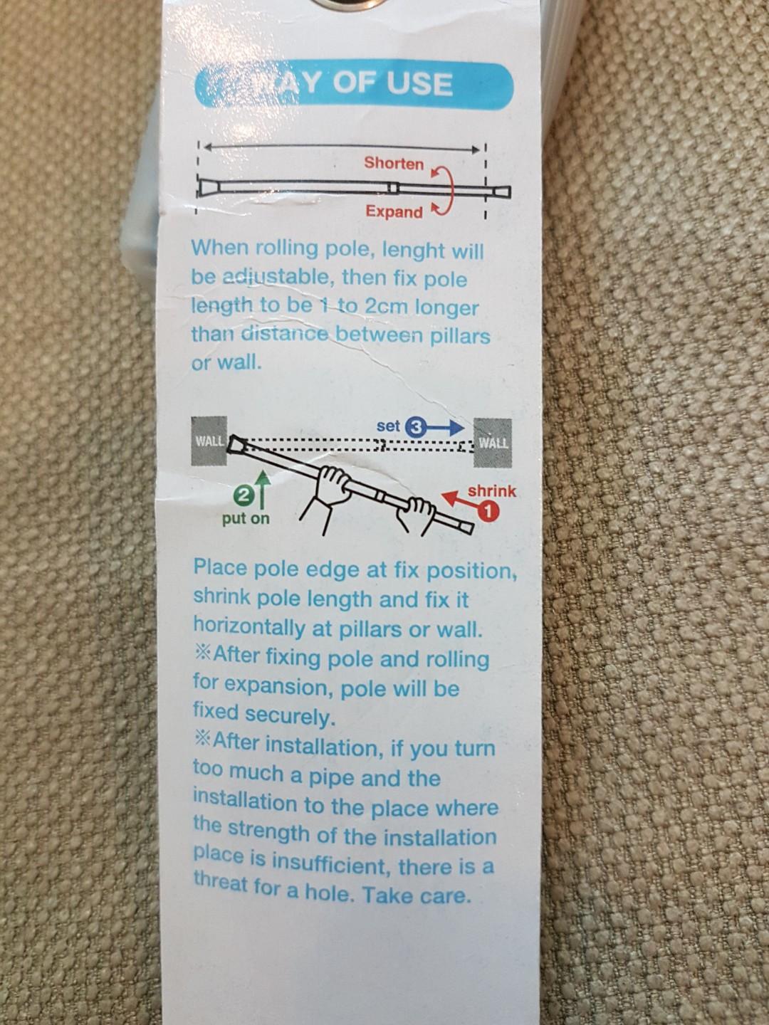 Daiso Extension Rods, Furniture & Home Living, Home Improvement