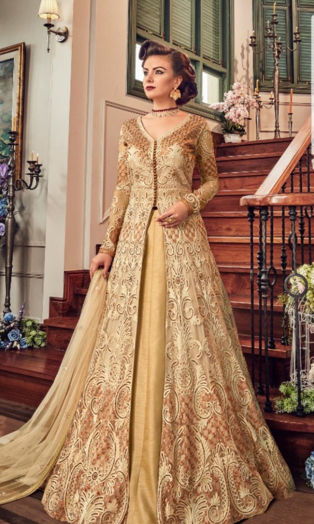 Golden long frock 2025