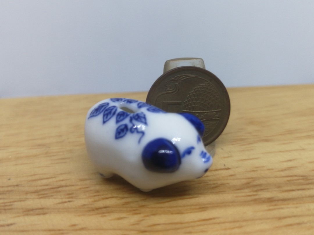 Dollhouse Miniature Blue and White Piggy Bank New!!