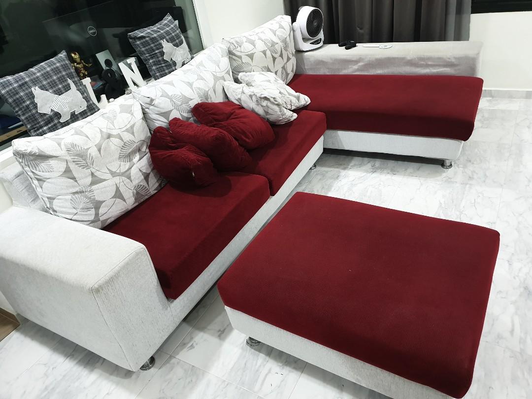Fabric Sofa L Shape Plus Ottoman Furniture Sofas On Carousell
