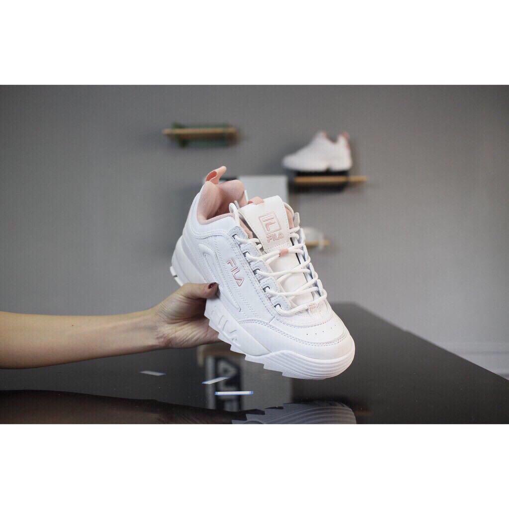salmon pink white fila shoes