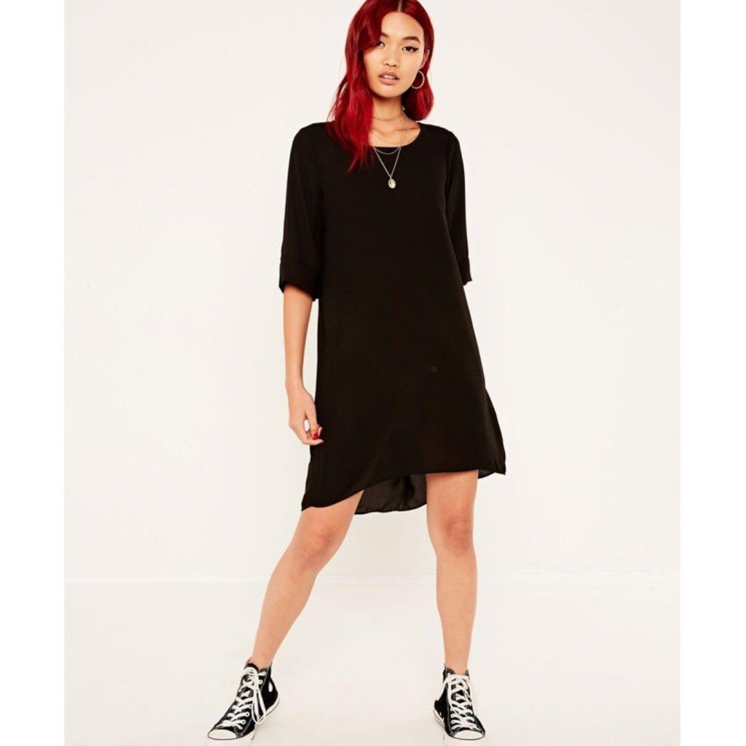 Glassons Midi Sleeve High Low Dress Black Women s Fashion Tops