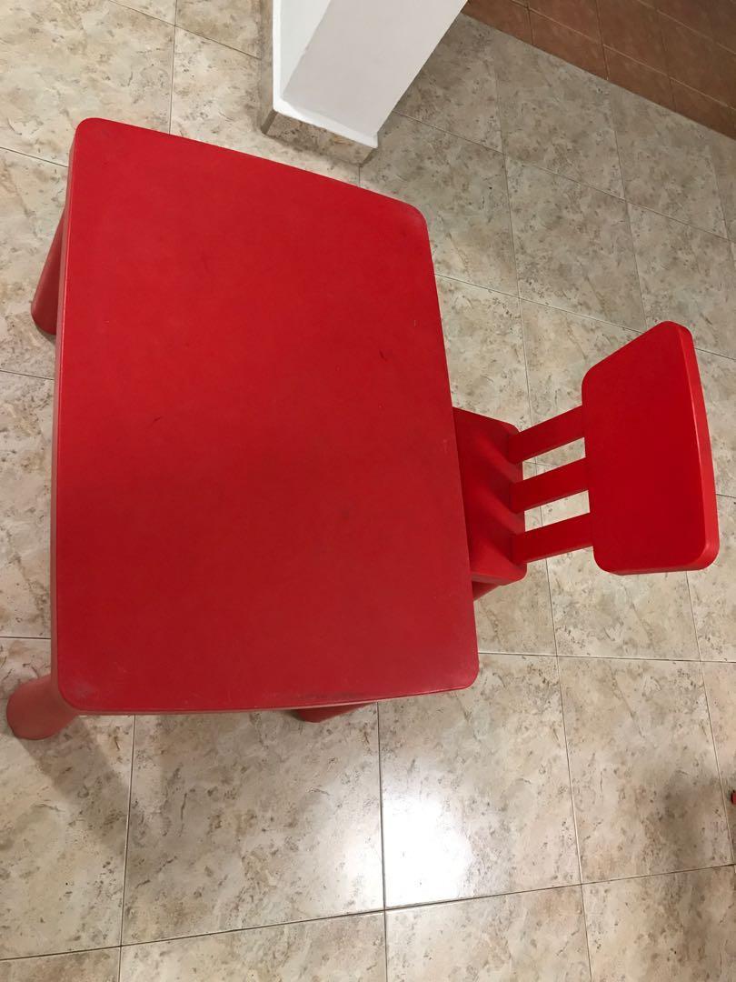 IKEA children study table and chair, Furniture & Home Living, Furniture, Tables & Sets on Carousell