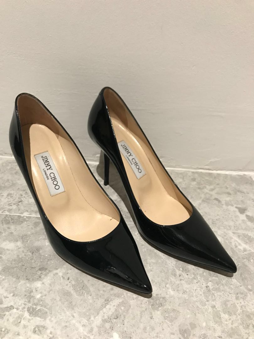 jimmy choo black patent pumps