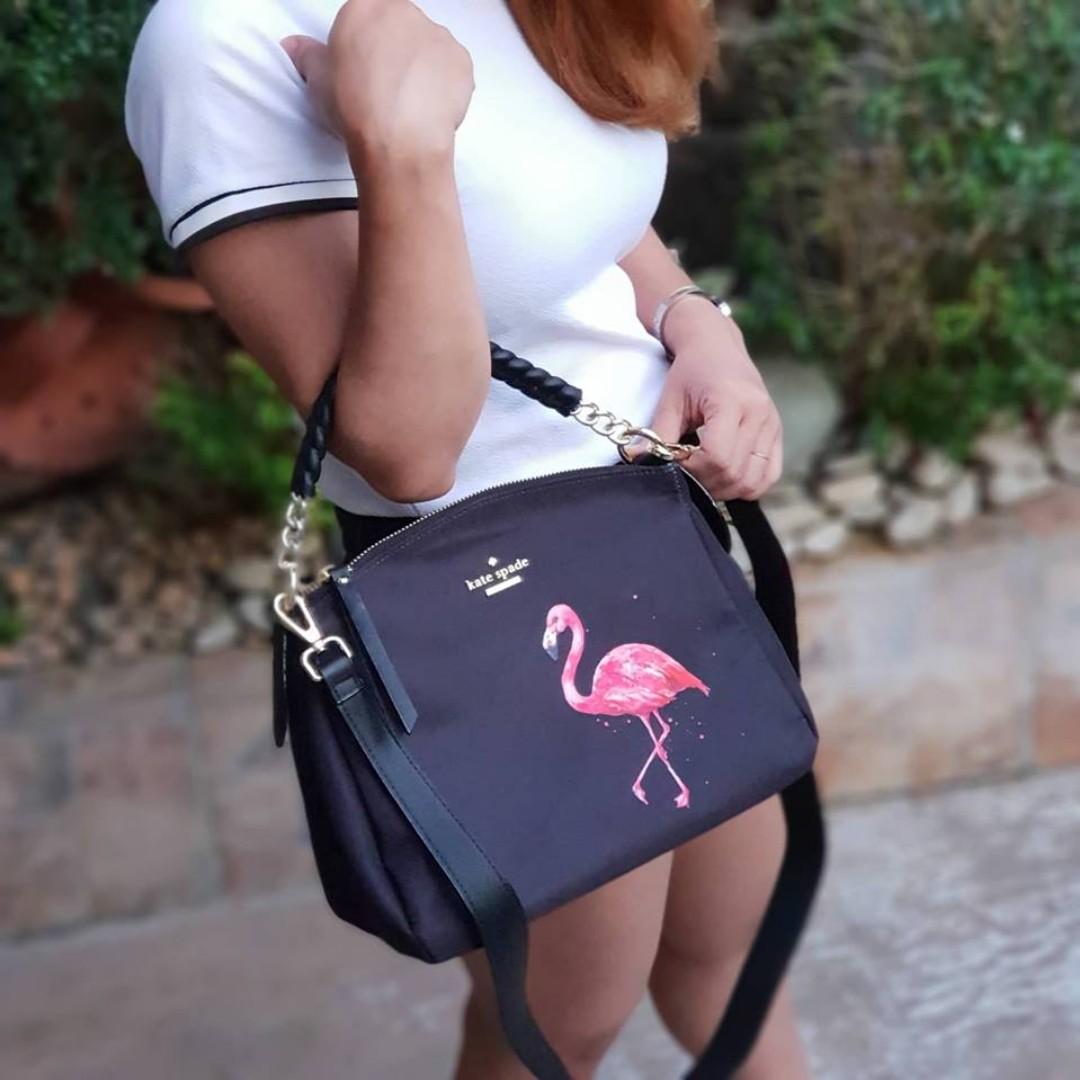 Kate Spade Lyla Crossbody Bag Flamingo Print Black