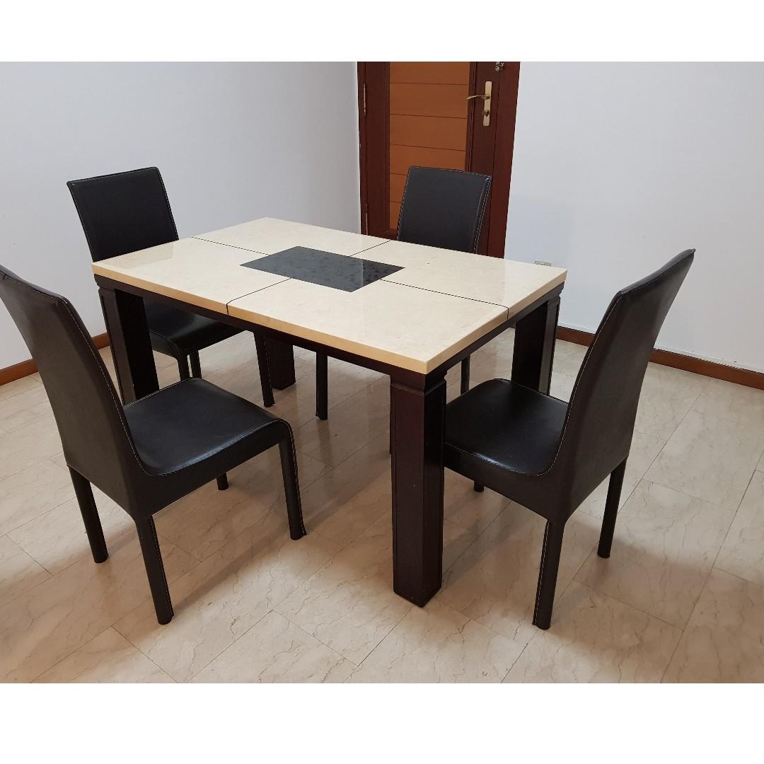Marble Top Dining Table With 4 Chairs Furniture Tables Chairs On Carousell
